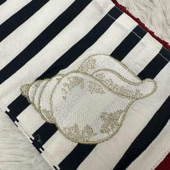 Talbots 4 Piece Napkins - Striped Blue & Red Fringes with Embroidered Shell Prin - Picture 6 of 7